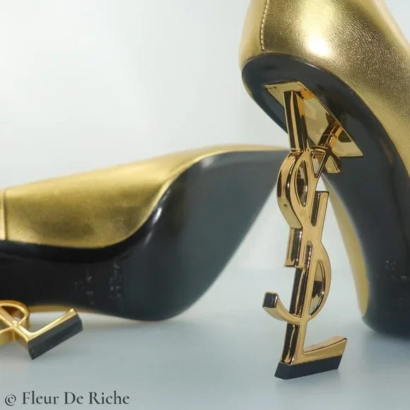 Saint Laurent Opyum 110 Gold Leather Heels - Picture 5 of 5